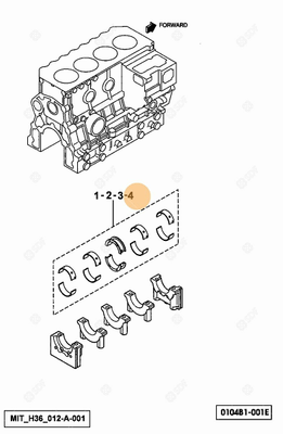 Pièces agricoles - Pieces moteur - demi-coussinet de palier mm 0.75 Deutz-Fahr origine