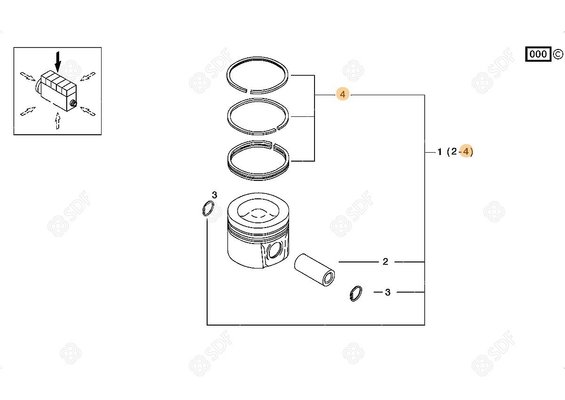 Pièces agricoles - Pieces moteur - JEU DE SEGM.PISTON Deutz-Fahr origine
