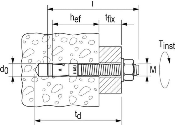 Pièces agricoles - Fasteners - Ancrage à boulon FBN II 8/50R acier inoxydable 50x
