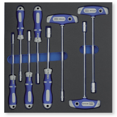Outils - Outils divers - Module rangement mousse 3 clés T hexagonales et 5 tournevis douilles (par 1)