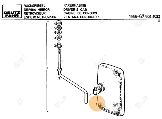 Pièces agricoles - Cabine et structure - RETROVISEUR Deutz-Fahr origine