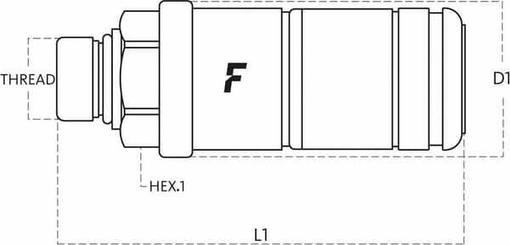 Pièces agricoles - Hydraulique - Coupleur femelle M22x1,5, passe cloison, court