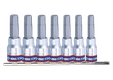 Jeu de douilles tournevis 6pans 1/4" sur rail - 7 pièces