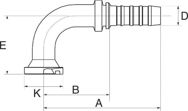 Pièces agricoles - Hydraulique - Racc. à sertir DN25+50,8 bride 90°