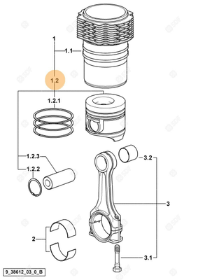 Pièces agricoles - Pieces moteur - PISTON COMPLET Deutz-Fahr origine