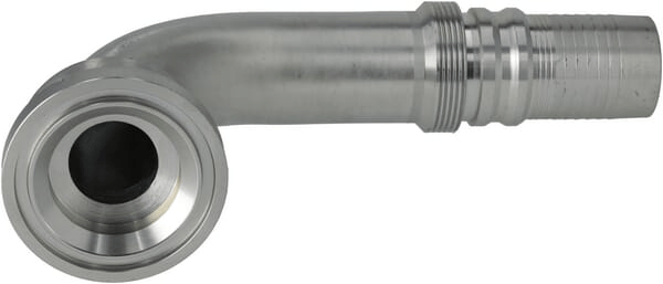 Pièces agricoles - Hydraulique - Raccord à sertir 4SH-DN40 avec flasque ø71,4 mm 90°
