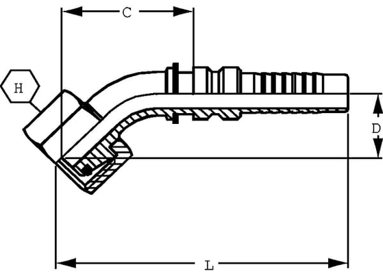 Pièces agricoles - Hydraulique - Raccord à sertir 4SH-DN40-38S-M52X2,0-45°