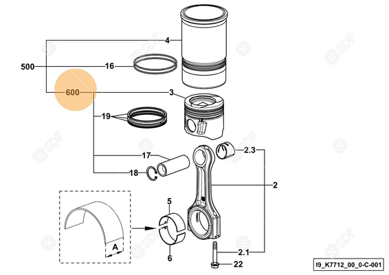 Pièces agricoles - Pieces moteur - PISTON COMPLET Deutz-Fahr origine