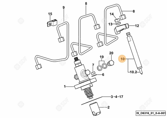 Pièces agricoles - Pieces moteur - INJECTEUR COMPLET Deutz-Fahr origine