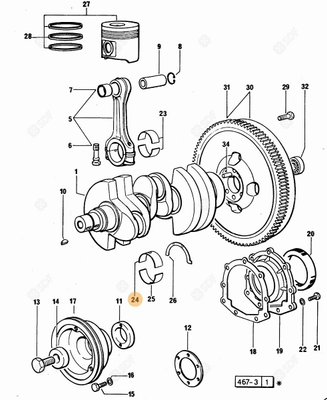 Pièces agricoles - Pieces moteur - demi-coussinet de palier - mm 0.25 Deutz-Fahr origine