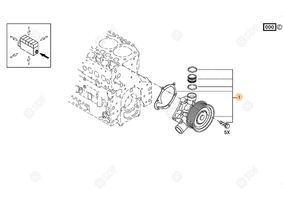 Pièces agricoles - Pieces moteur - POMPE A EAU Deutz-Fahr origine