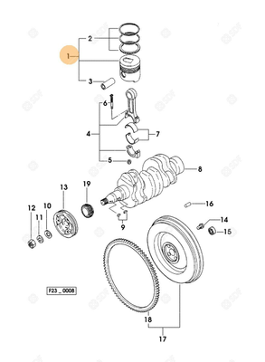 Pièces agricoles - Pieces moteur - piston complet + mm 0.50 Deutz-Fahr origine