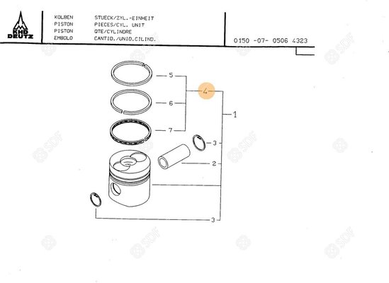 Pièces agricoles - Pieces moteur - JEU DE 3 SEGMENTS Deutz-Fahr origine