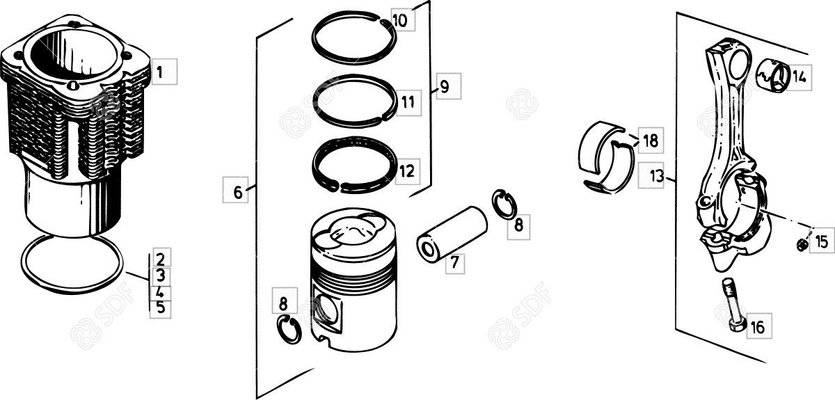 Pièces agricoles - Pieces moteur - JEU DES SEGMENTS Deutz-Fahr origine