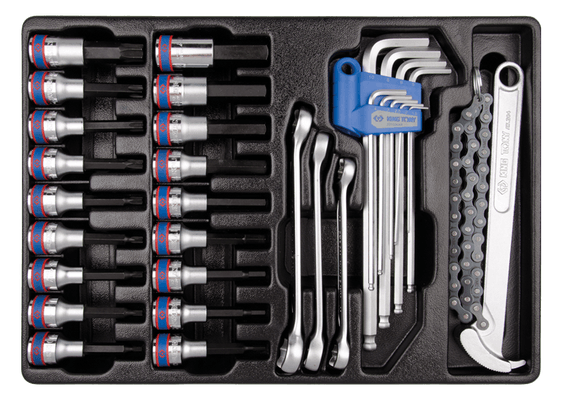 Outils - Outils divers - Thermoformé jeu de douilles 1/2" Torx-Allen-Clés mâles et à tuyauter