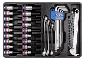 Outils - Outils divers - Thermoformé jeu de douilles 1/2" Torx-Allen-Clés mâles et à tuyauter