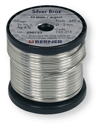 Automobile - Consommables et accessoires auto. - Bobine alliage étain-argent diamètre 2mm 250g âme pleine (par 1)