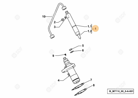 Pièces agricoles - Pieces moteur - INJECTEUR COMPLET Deutz-Fahr origine