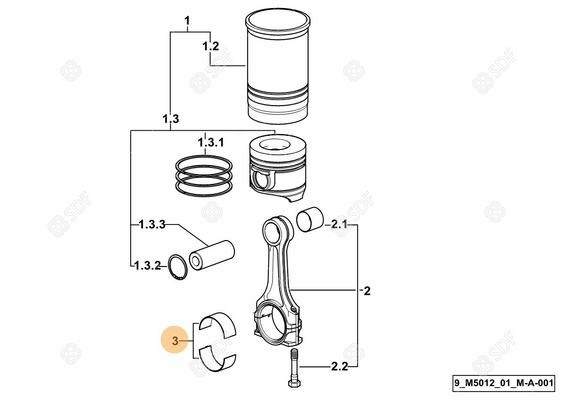 Pièces agricoles - Pieces moteur - DEMI-COUSS.DE BIELLE Deutz-Fahr origine