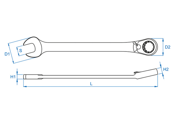 Outils - Outils divers - Clé mixte à cliquet réversible 1/2"
