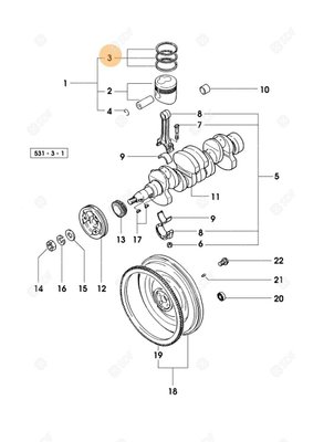 Pièces agricoles - Pieces moteur - SERIE DE SEGMENTS Deutz-Fahr origine