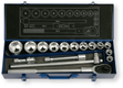 Coffret douilles Berner 3/4" 12 douilles 6 pans (diamètre 21- 22 - 24 - 27 - 30 - 32 - 34 - 36 - 38 - 41 - 46 - 50) 2 rallonges