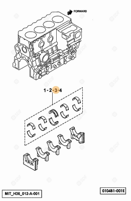 Pièces agricoles - Pieces moteur - demi-coussinet de palier mm 0.50 Deutz-Fahr origine
