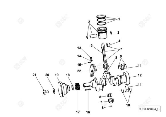Pièces agricoles - Pieces moteur - jeu de segments Deutz-Fahr origine