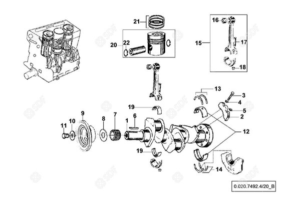 Pièces agricoles - Pieces moteur - SÉRIE DE BANDES ÉLASTIQUES Deutz-Fahr origine