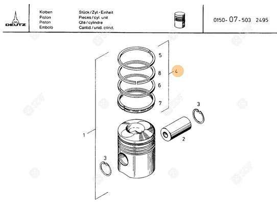 Pièces agricoles - Pieces moteur - JEU DE SEGMENTS Deutz-Fahr origine