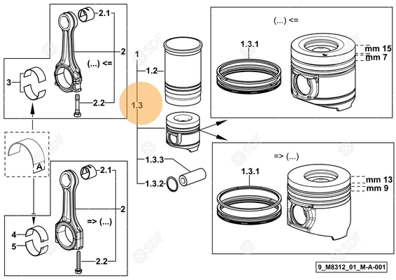 Pièces agricoles - Pieces moteur - PISTONE COMPLETO Deutz-Fahr origine