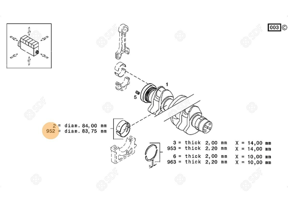 Pièces agricoles - Pieces moteur - ROULEMENT Deutz-Fahr origine