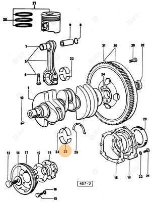 Pièces agricoles - Pieces moteur - demi-coussinet de palier - mm 0.25 Deutz-Fahr origine
