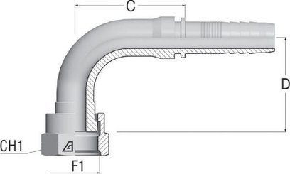 Pièces agricoles - Hydraulique - Raccord F NS-DN20-1.7/16ORFS90