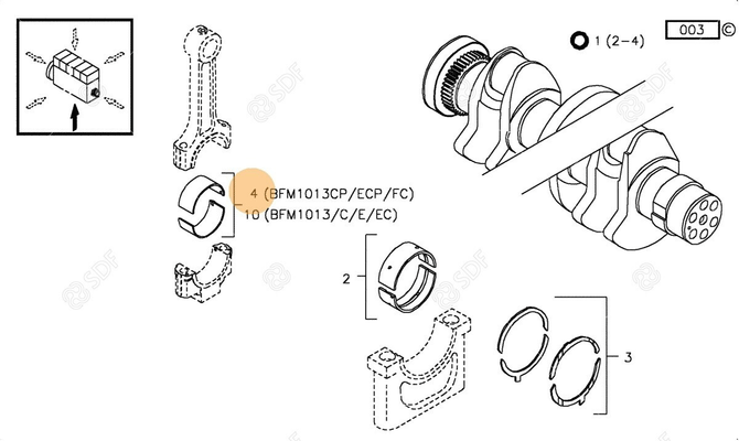 Pièces agricoles - Pieces moteur - COUSSINET DE BIELLE Deutz-Fahr origine