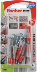 Pièces agricoles - Fasteners - Chevilles tous matériaux DuoPower 8x40 avec vis / Blister de 8
