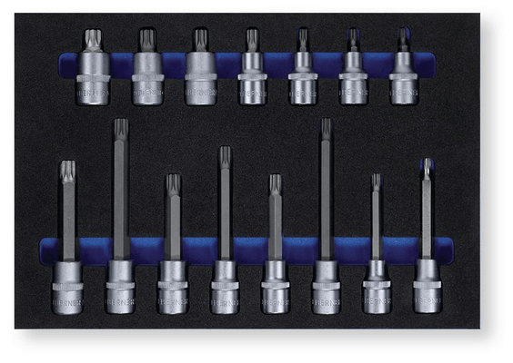 Outils - Outils divers - Douilles 1/2" 12 lobes XZN 5 à 16 mm, mousse de 15 pièces (par 1)