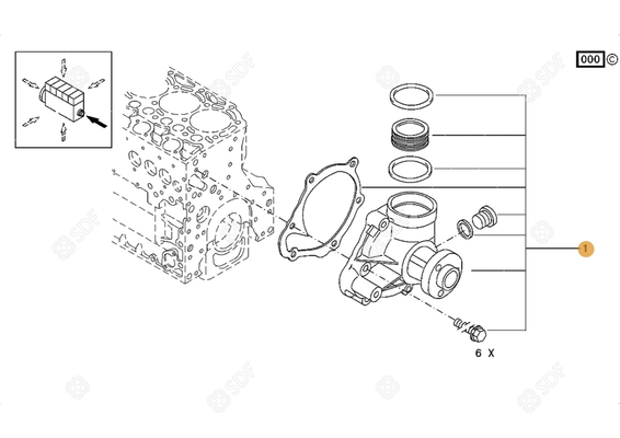 Pièces agricoles - Pieces moteur - POMPE A EAU Deutz-Fahr origine