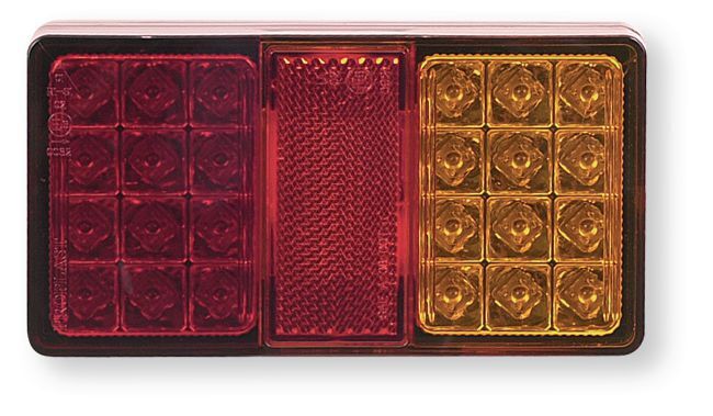 Automobile - Consommables et accessoires auto. - Feu arrière rectangulaire 3 fonctions 12-24 volts LED pré-câblé avec câble 0,50m. (par 1)