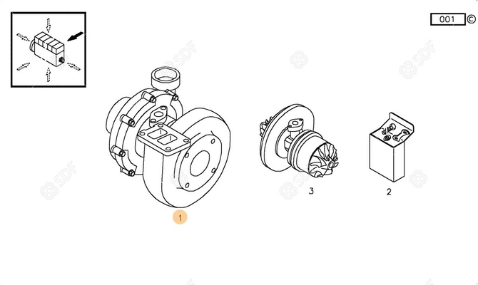 Pièces agricoles - Pieces moteur - TURBOCOMPRESSEUR Deutz-Fahr origine