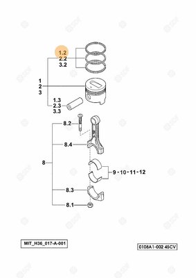 Pièces agricoles - Pieces moteur - JEU DE SEGM.PISTON Deutz-Fahr origine