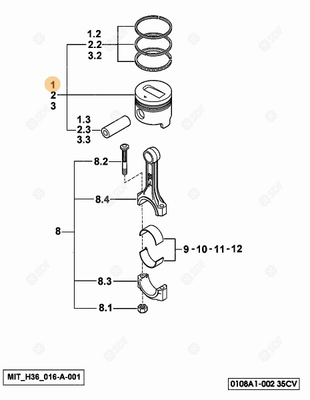 Pièces agricoles - Pieces moteur - PISTON COMPLET