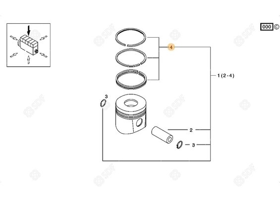 Pièces agricoles - Pieces moteur - JEU DE SEGM.PISTON Deutz-Fahr origine