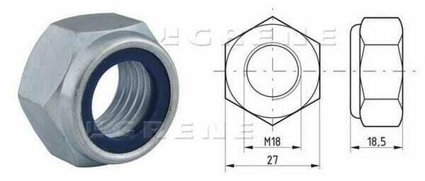 Pièces agricoles - Fasteners - Ecrou hexagonal autobloquant à bague nylon DIN985 M18x2.50 Kramp