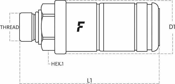 Pièces agricoles - Hydraulique - Coupleur femelle M22x1,5, passe cloison, court