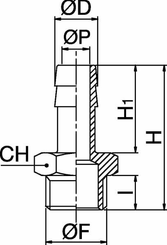 Pièces agricoles - Pièce pneumatique - Embout de tuyau 12 mm x 1/2"