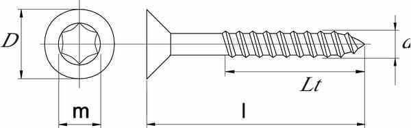 Pièces agricoles - Fasteners - Vis à bois, Ø 5x50 mm, TX25, à tête fraisée, acier inoxydable