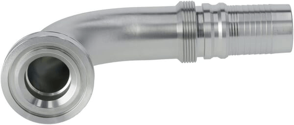 Pièces agricoles - Hydraulique - Raccord à sertir 4SH-DN40 avec flasque ø63,5 mm 90°