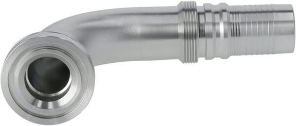 Pièces agricoles - Hydraulique - Raccord à sertir 4SH-DN40 avec flasque ø63,5 mm 90°