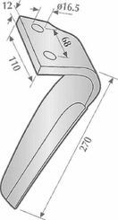 Pièces agricoles - Travail du sol - Dent herse droite adapt. sur Kuhn